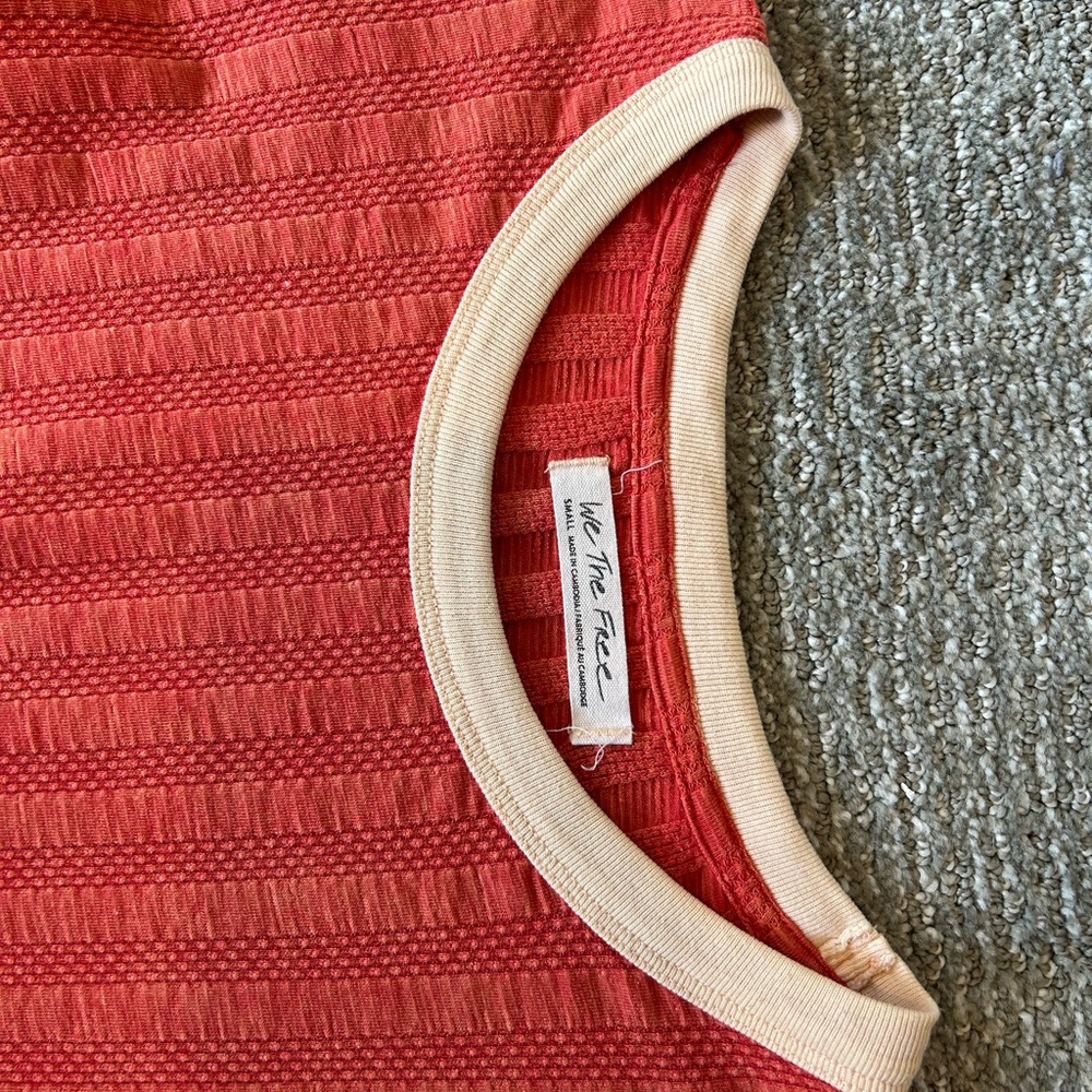 Free People rib knit coral ringer tee - Picture 4 of 4